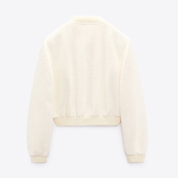 ZARA CROPPED TEXTURED BOMBER JACKET - Picture 10 of 11